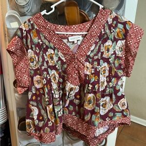Maeve Burgundy Floral Blouse